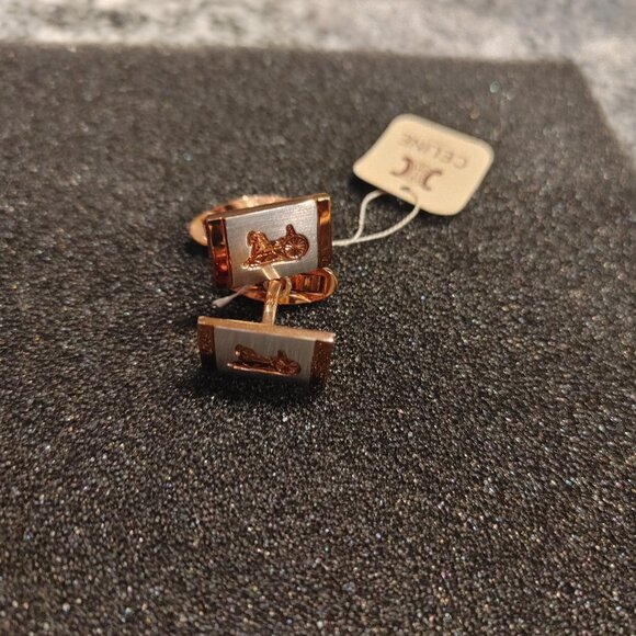 CELINE Paris Cufflinks Gold Plated, Arc de Triomphe on back. Made in Japan. - Picture 10 of 16